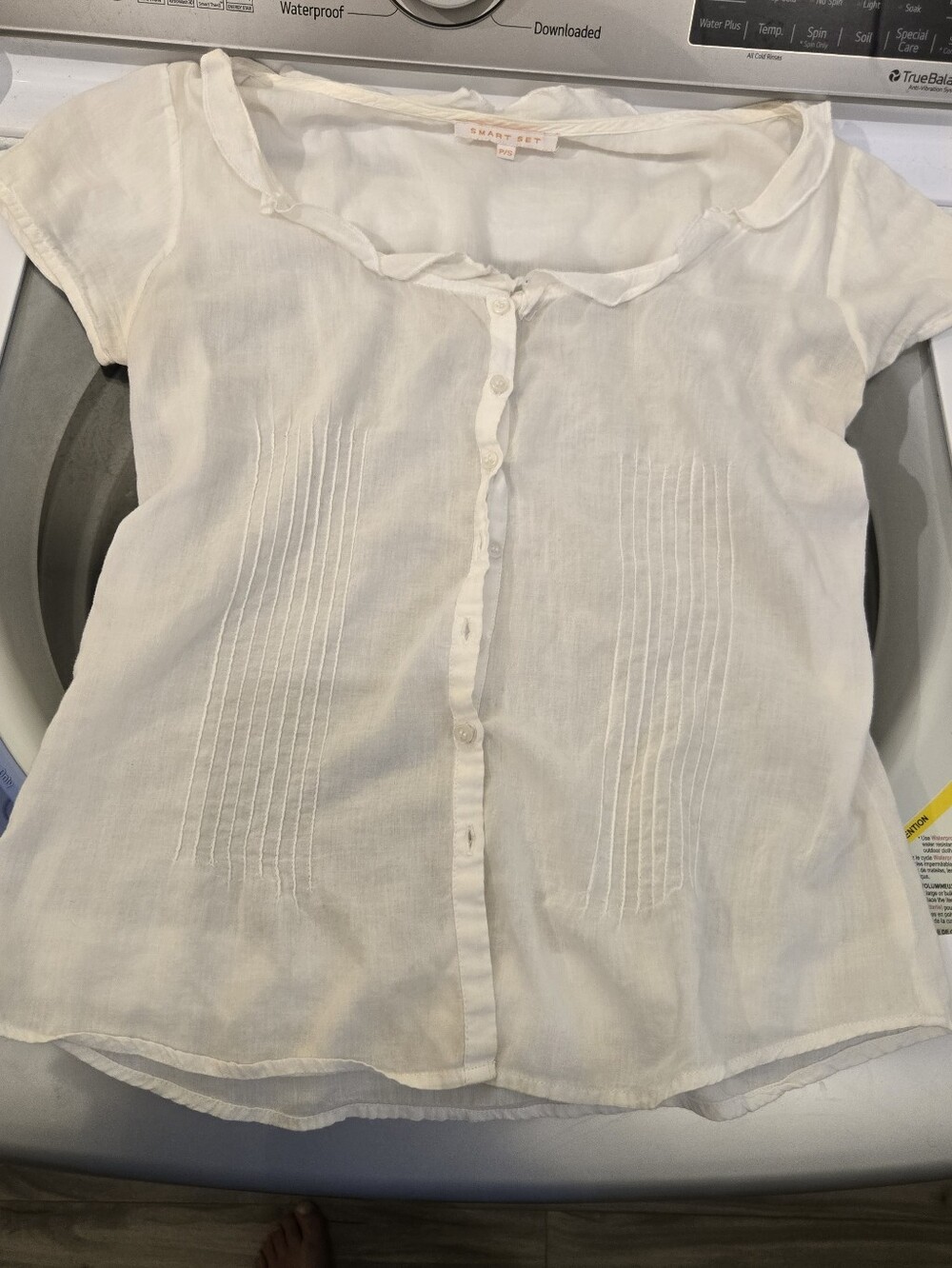 Smart Set White Girls' Short-Sleeve Pintuck Button Front Blouse